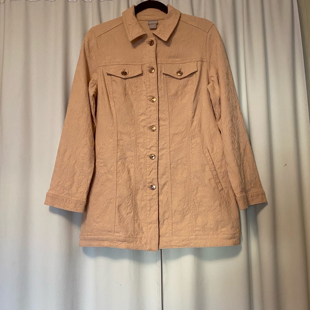 Chico's Beige Floral Pattern Blouse